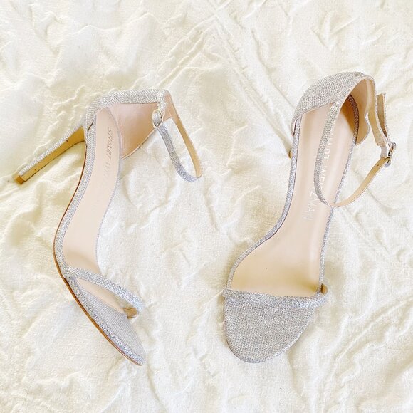 Stuart Weitzman Silver Heel Size 10 - Picture 1 of 9